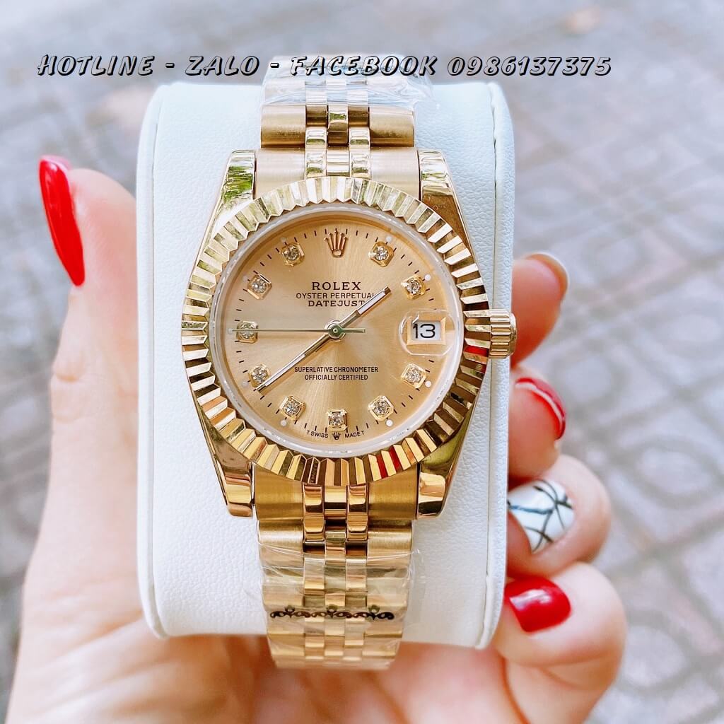 Đồng Hồ Nữ Rolex Quartz Vàng Mặt Vàng 32mm