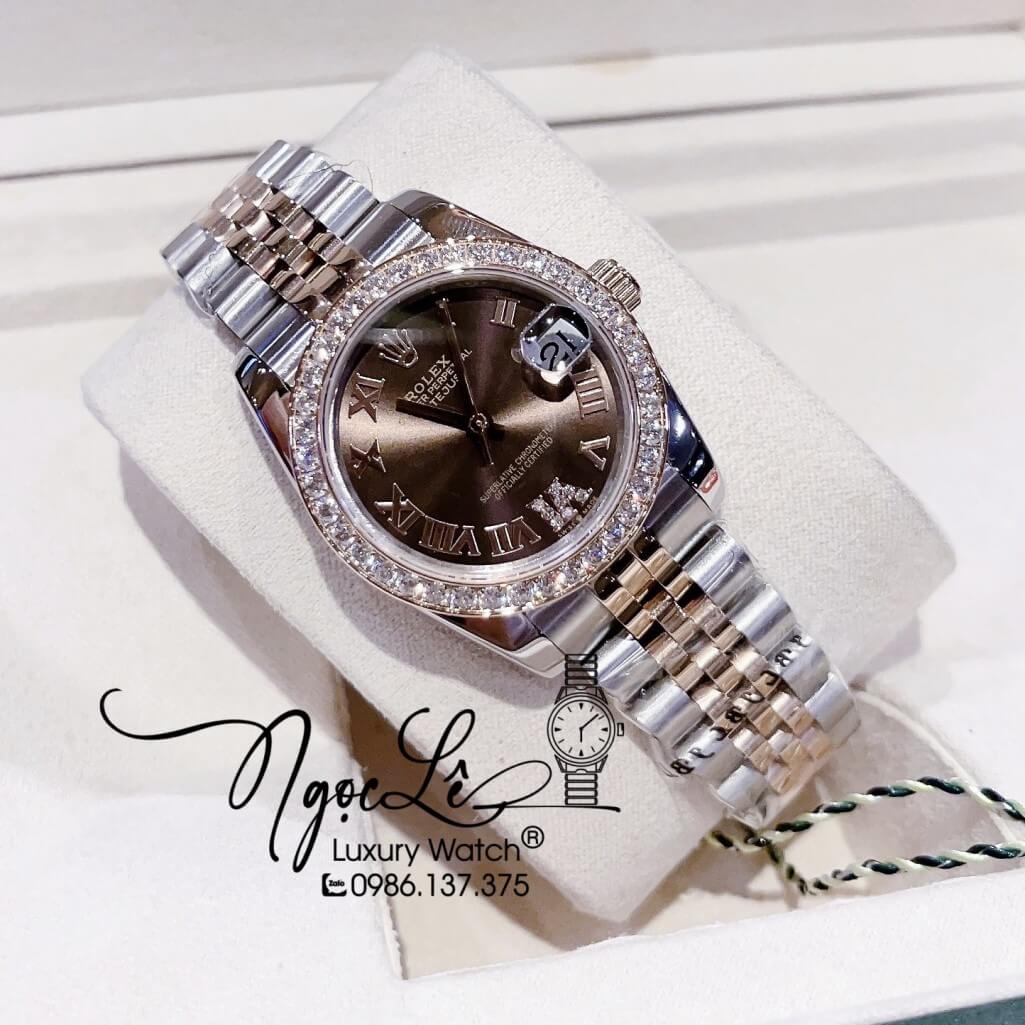 Đồng Hồ Rolex Datejust Automatic Nữ Demi Rose Mặt Nâu Số La Mã 31mm