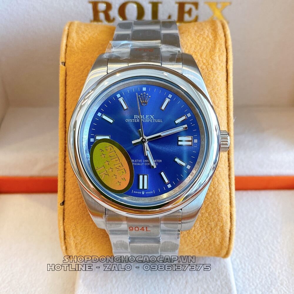 Đồng Hồ Rolex Oyster Perpetual Tự Động Nam Mặt Blue Silver 41mm