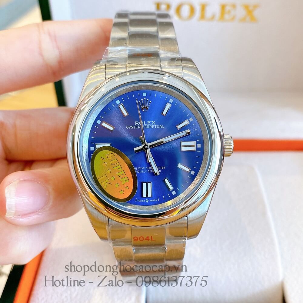 Đồng Hồ Rolex Oyster Perpetual Tự Động Nam Mặt Blue Silver 41mm