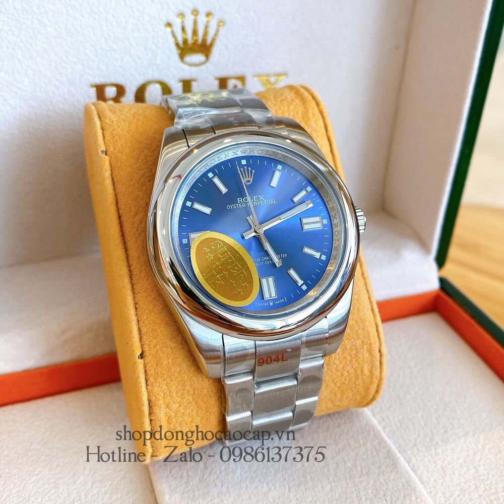 Đồng Hồ Rolex Oyster Perpetual Tự Động Nam Mặt Blue Silver 41mm