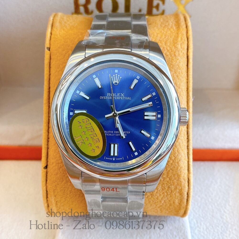 Đồng Hồ Rolex Oyster Perpetual Tự Động Nam Mặt Blue Silver 41mm