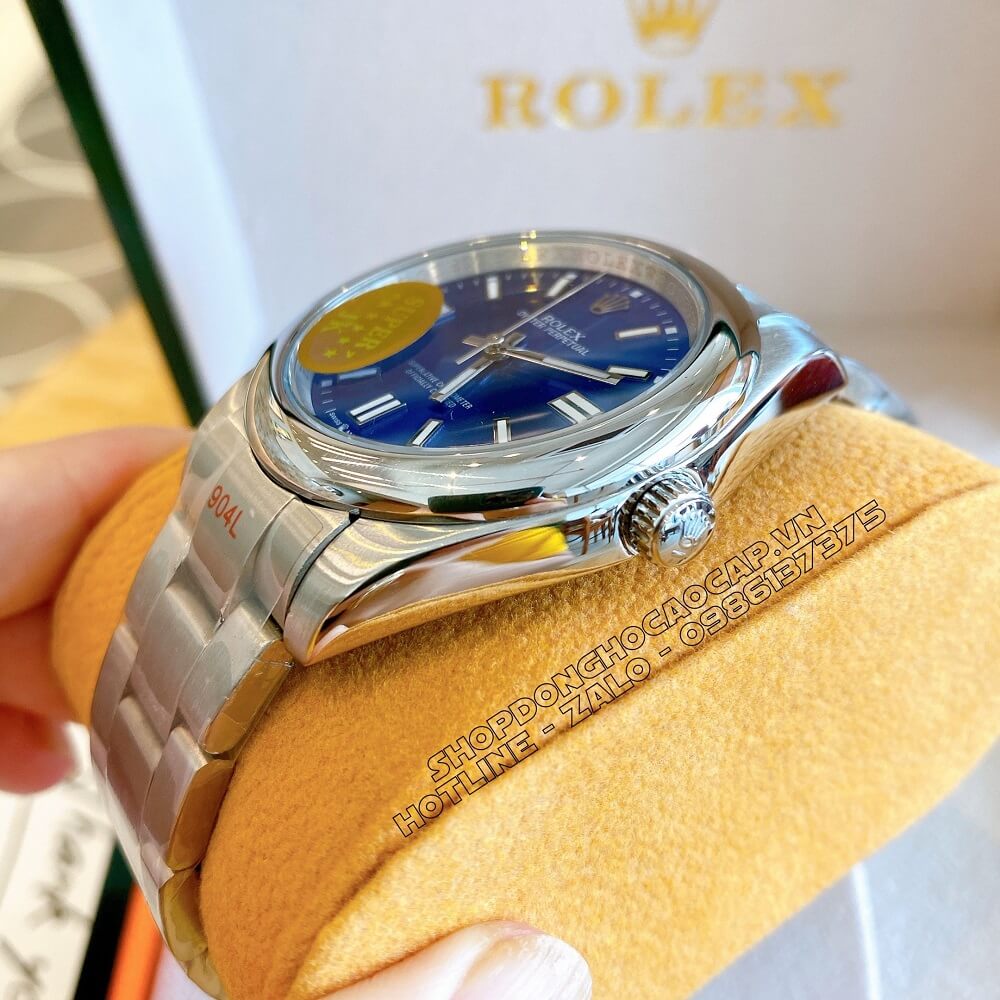 Đồng Hồ Rolex Oyster Perpetual Tự Động Nam Mặt Blue Silver 41mm