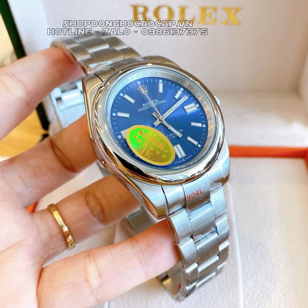 Đồng Hồ Rolex Oyster Perpetual Tự Động Nam Mặt Blue Silver 41mm