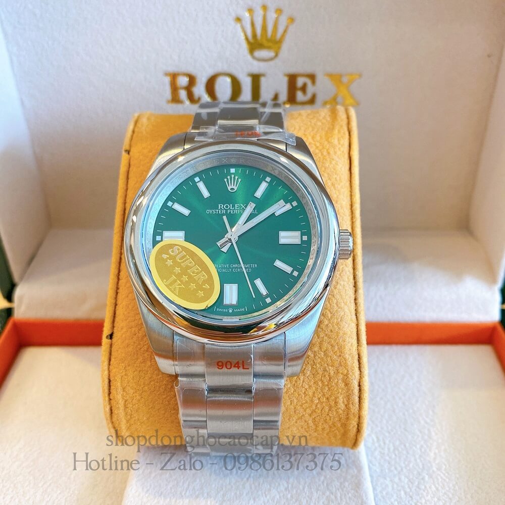 Đồng Hồ Rolex Oyster Perpetual Tự Động Nam Mặt Green Silver 41mm