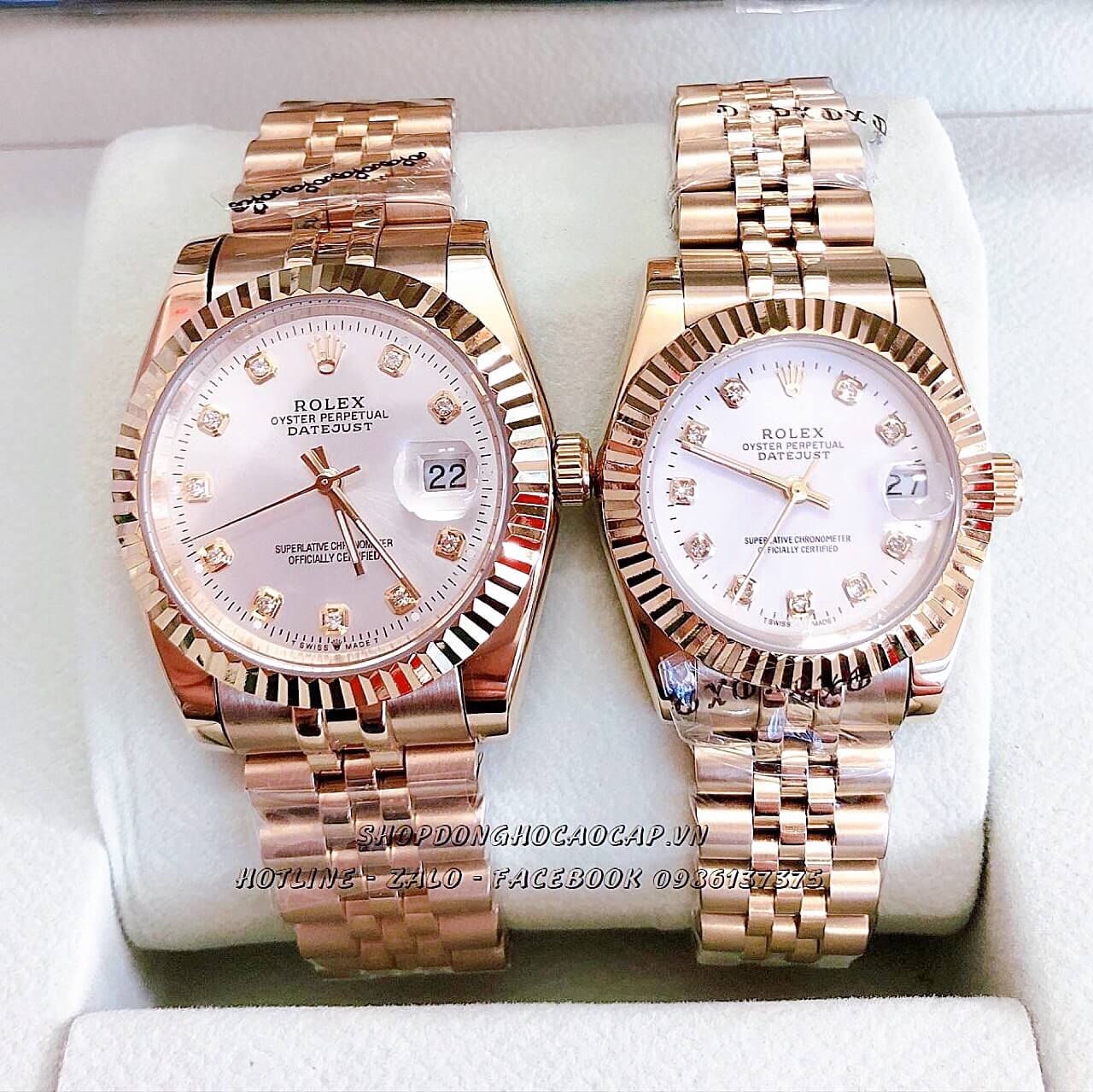 Đồng Hồ Rolex Quartz Cặp Gold Máy Nhật 36mm - 32mm