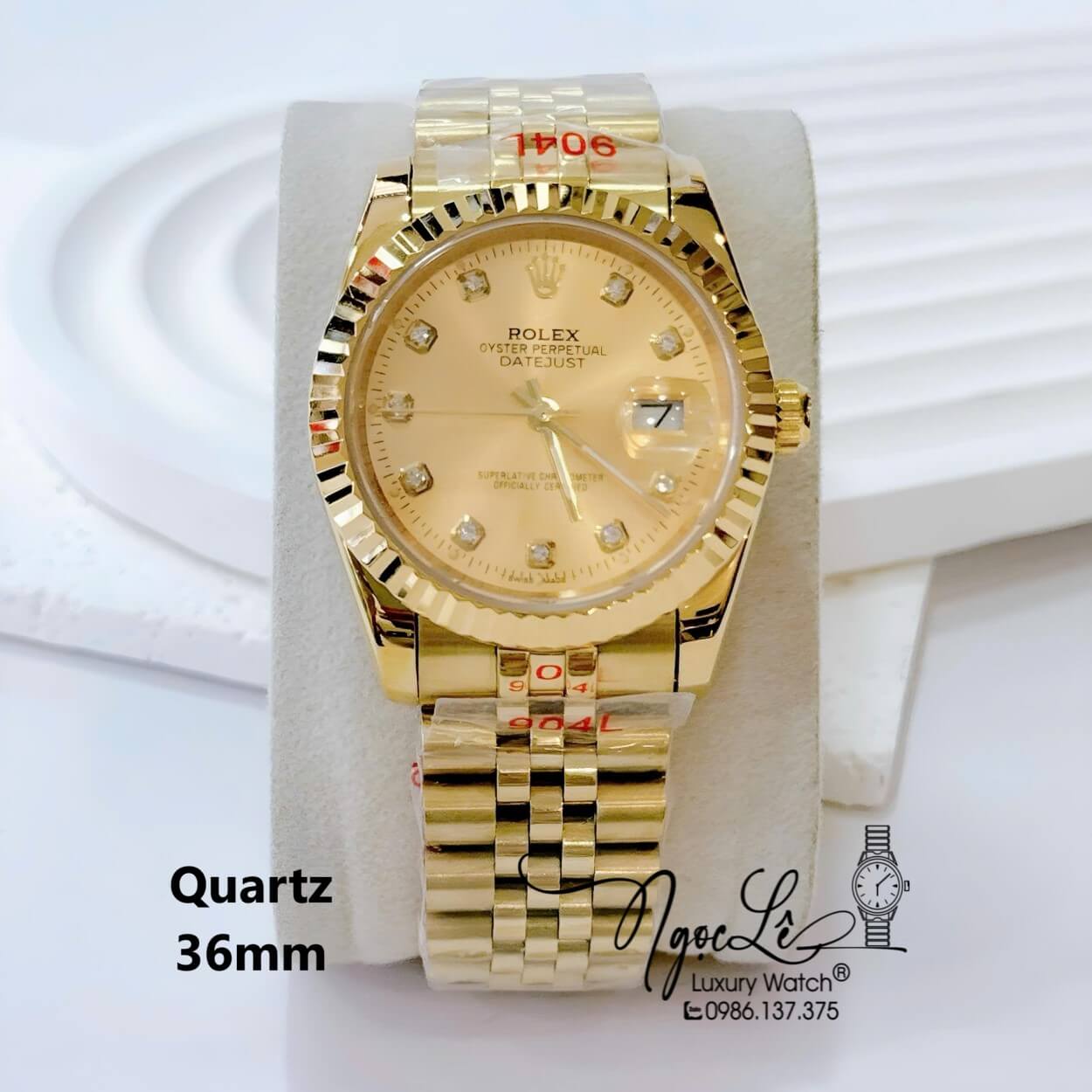 Đồng Hồ Nam Rolex Datejust Pin Dây Kim Loại Vàng Mặt Vàng Size 36mm Unisex