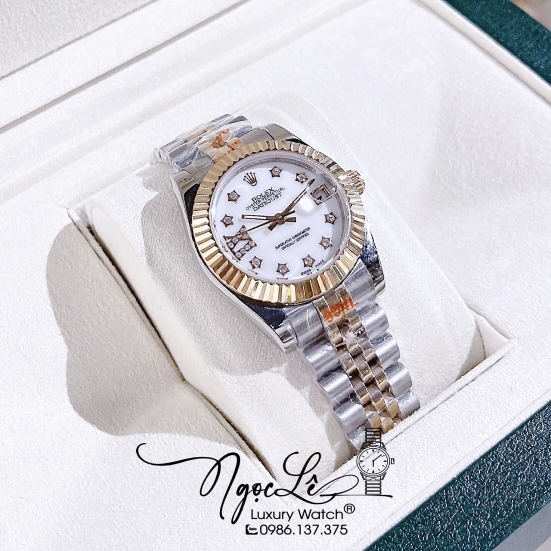 Đồng Hồ Nữ Rolex Datejust Máy Pin Niềng Khía 31mm Màu Demi Rose Mặt Trắng