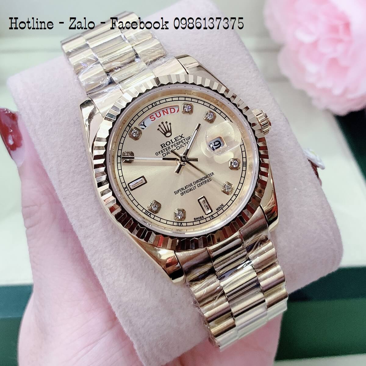 Đồng Hồ Rolex Quartz Nam Nữ Vàng Mặt Vàng 36mm