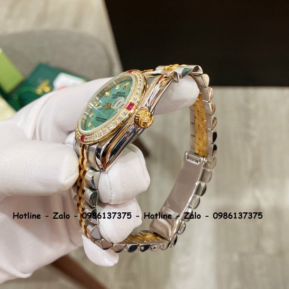 Đồng Hồ Rolex Quartz Siêu Cấp Nữ Demi Vàng Đính Đá 32mm