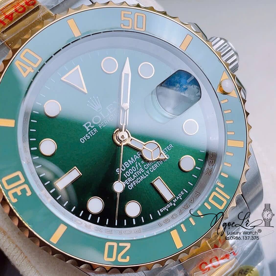 Đồng Hồ Nam Rolex Submariner Automatic Dây Demi Vàng Mặt Xanh Size 40mm