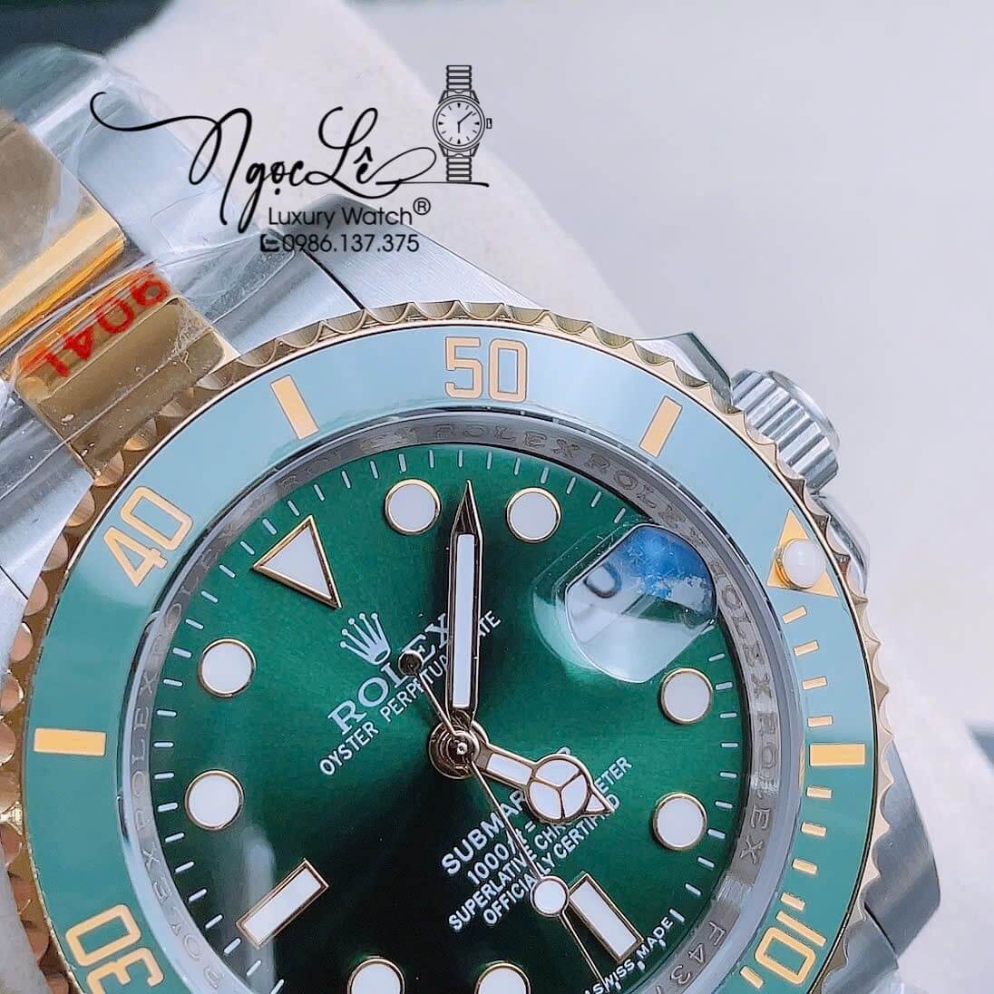 Đồng Hồ Nam Rolex Submariner Automatic Dây Demi Vàng Mặt Xanh Size 40mm