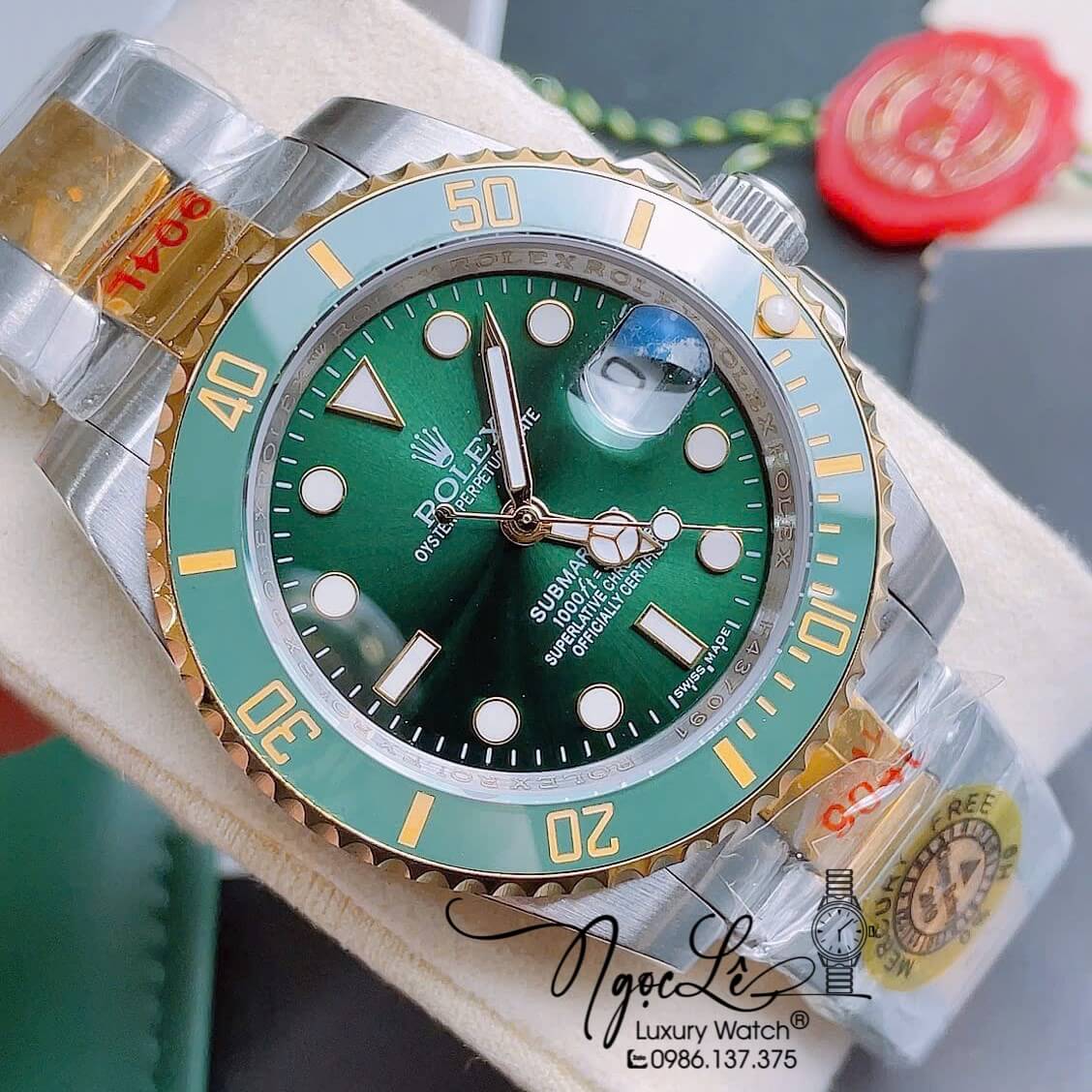 Đồng Hồ Nam Rolex Submariner Automatic Dây Demi Vàng Mặt Xanh Size 40mm