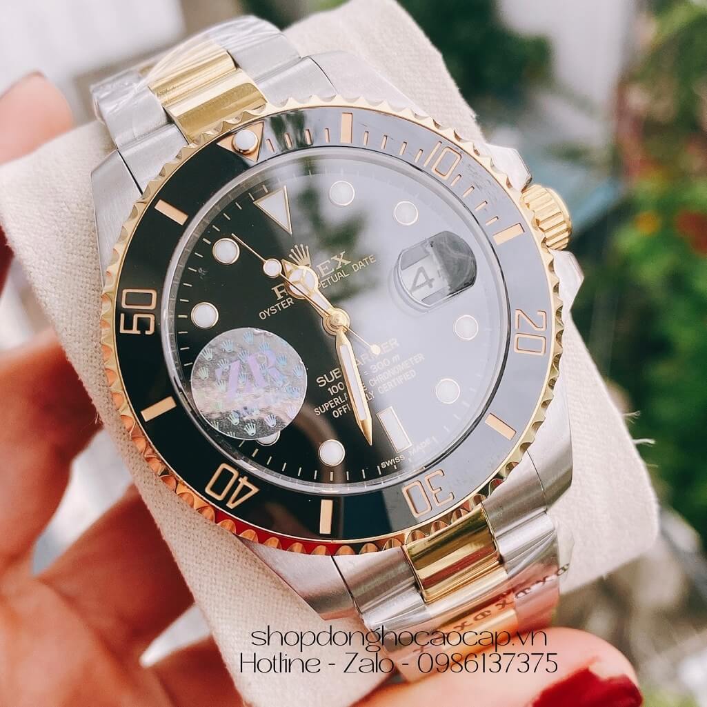 Đồng Hồ Rolex Submariner Tự Động Nam Demi Mặt Đen 41mm