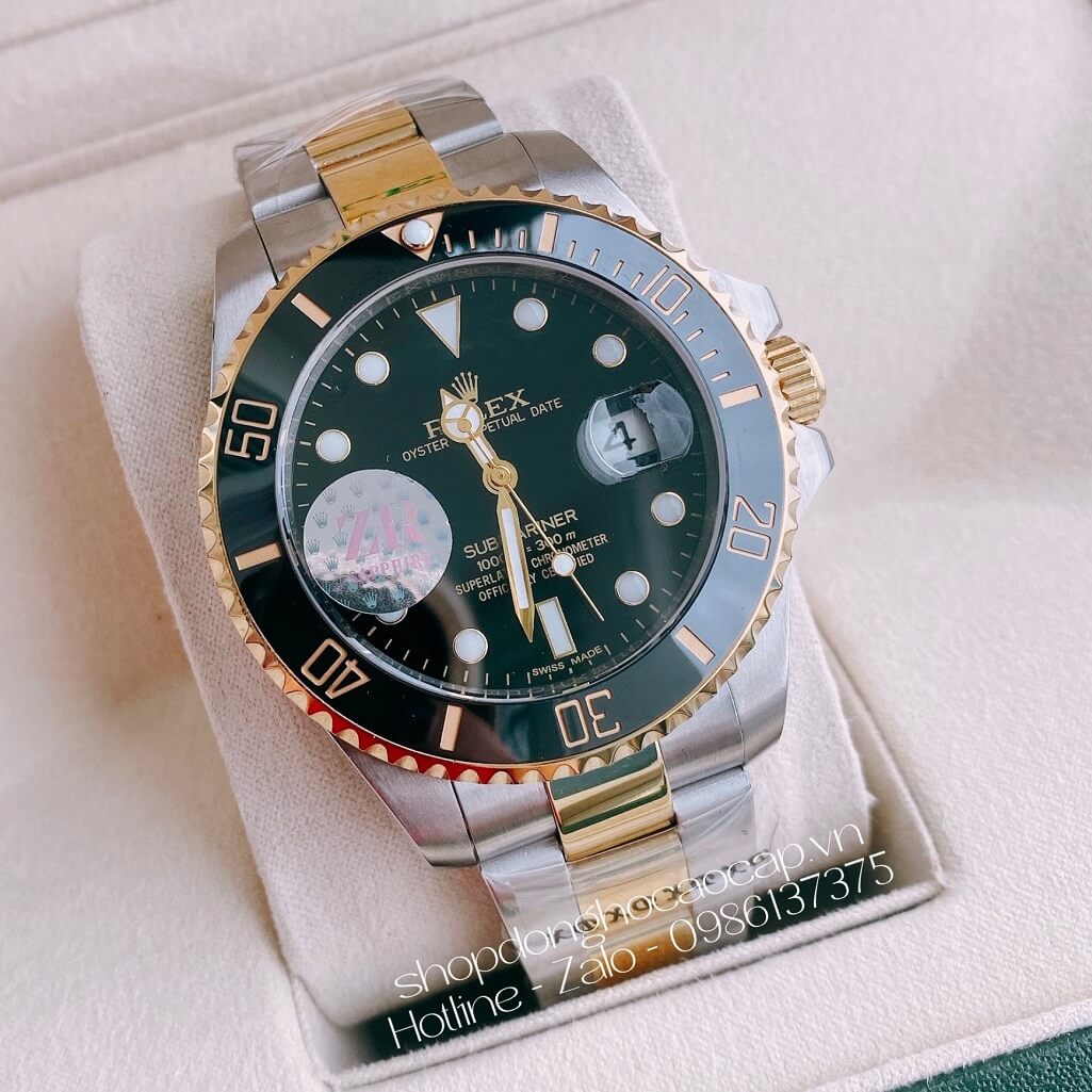 Đồng Hồ Rolex Submariner Tự Động Nam Demi Mặt Đen 41mm