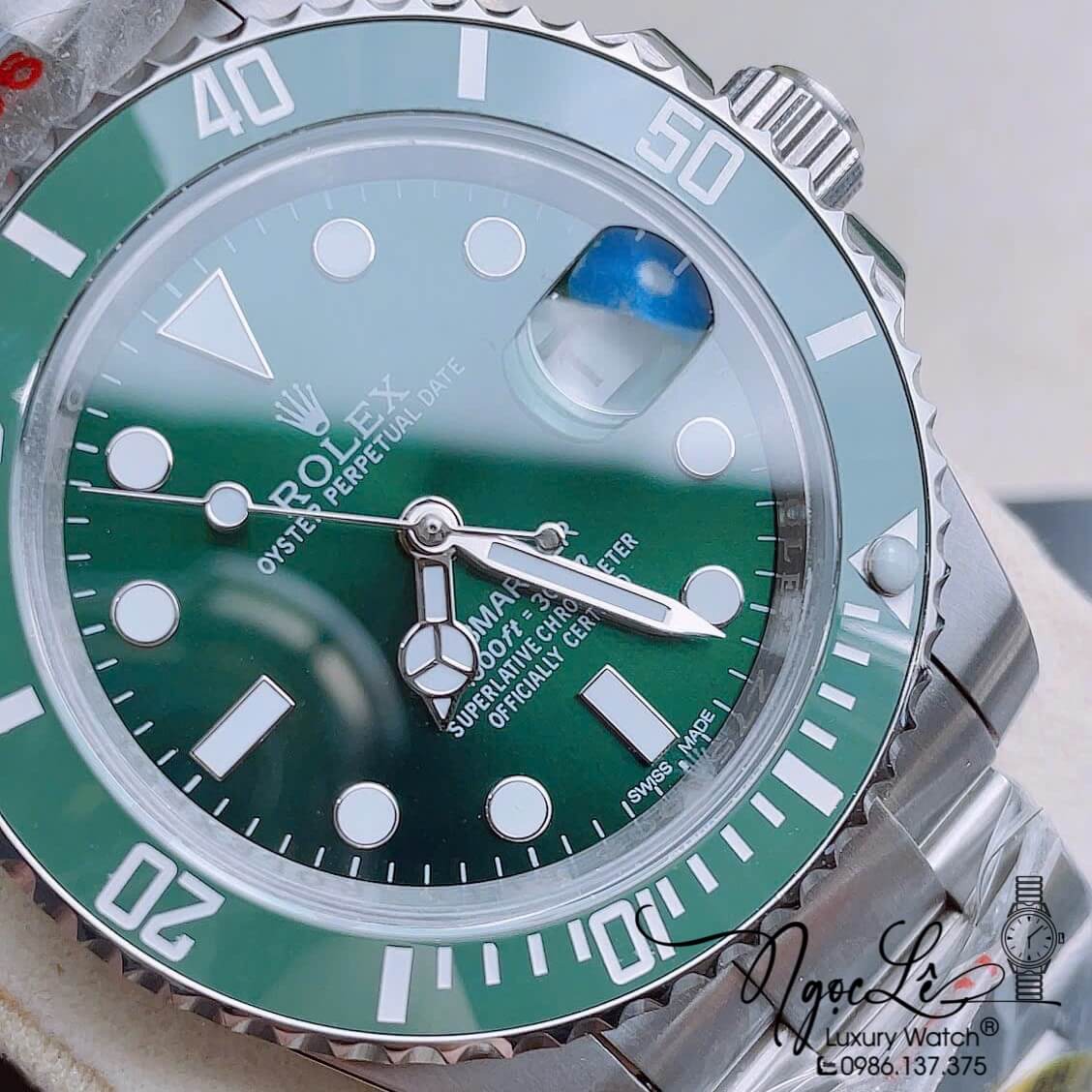 Đồng Hồ Nam Rolex Submariner Automatic Dây Kim Loại Silver Mặt Xanh Size 40mm