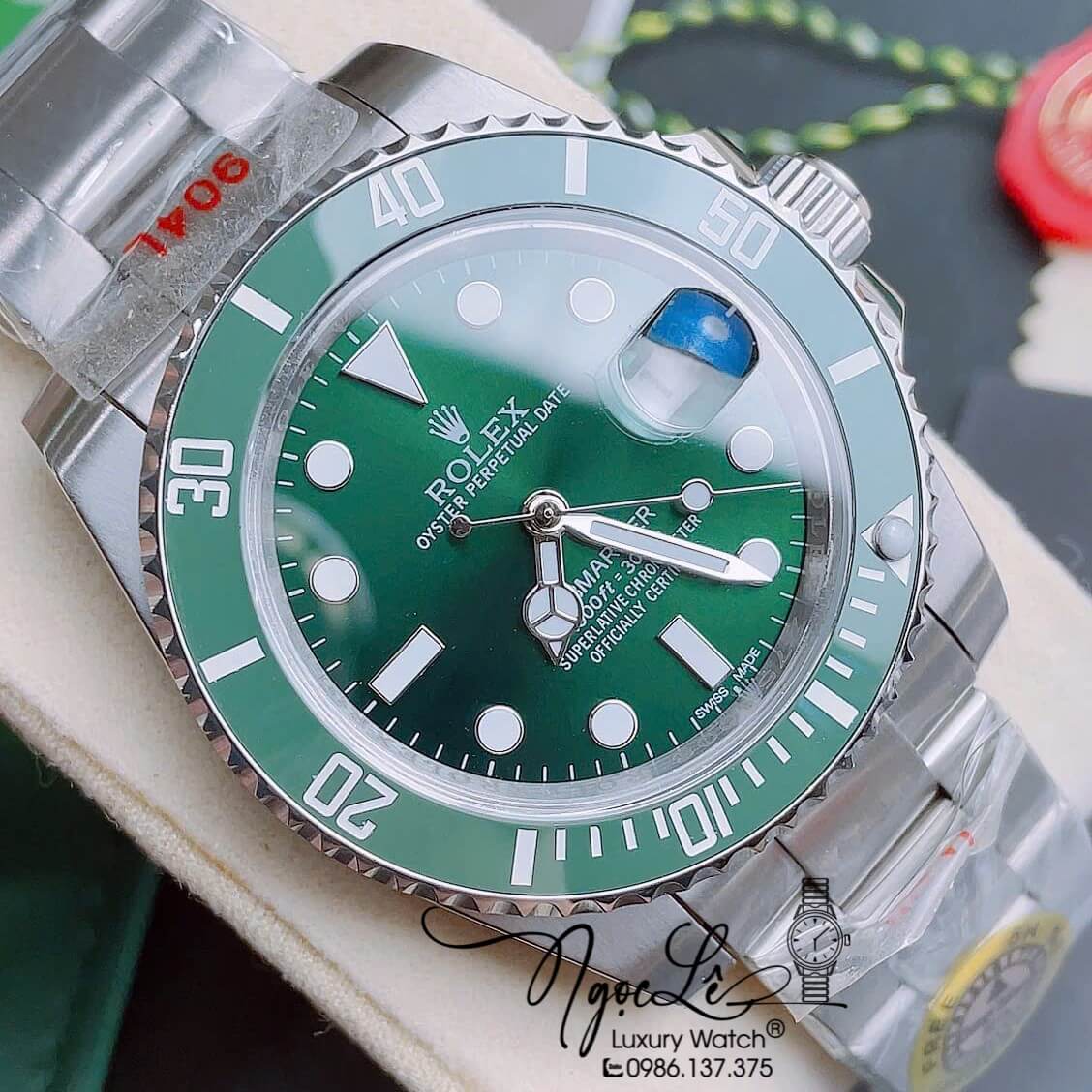 Đồng Hồ Nam Rolex Submariner Automatic Dây Kim Loại Silver Mặt Xanh Size 40mm