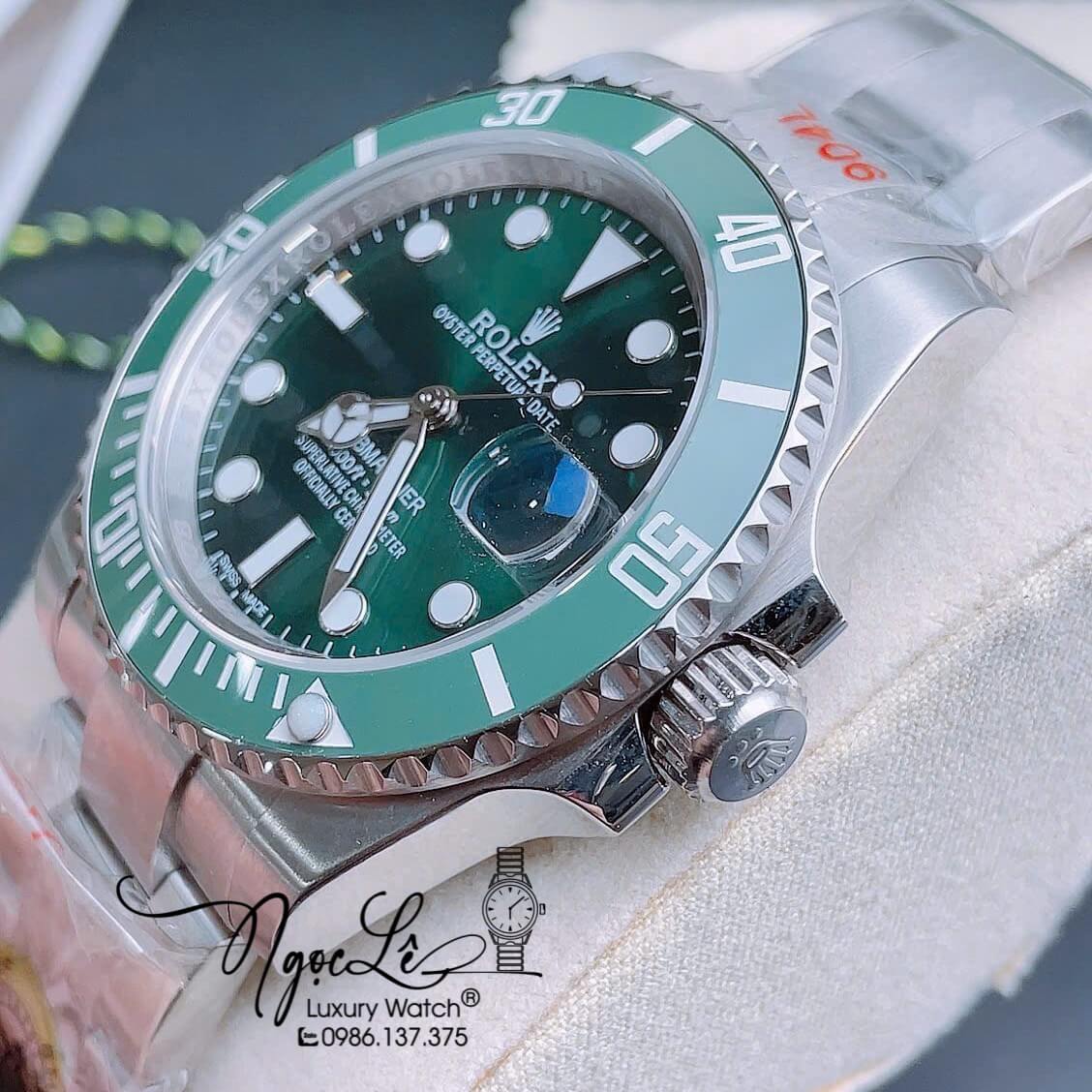 Đồng Hồ Nam Rolex Submariner Automatic Dây Kim Loại Silver Mặt Xanh Size 40mm