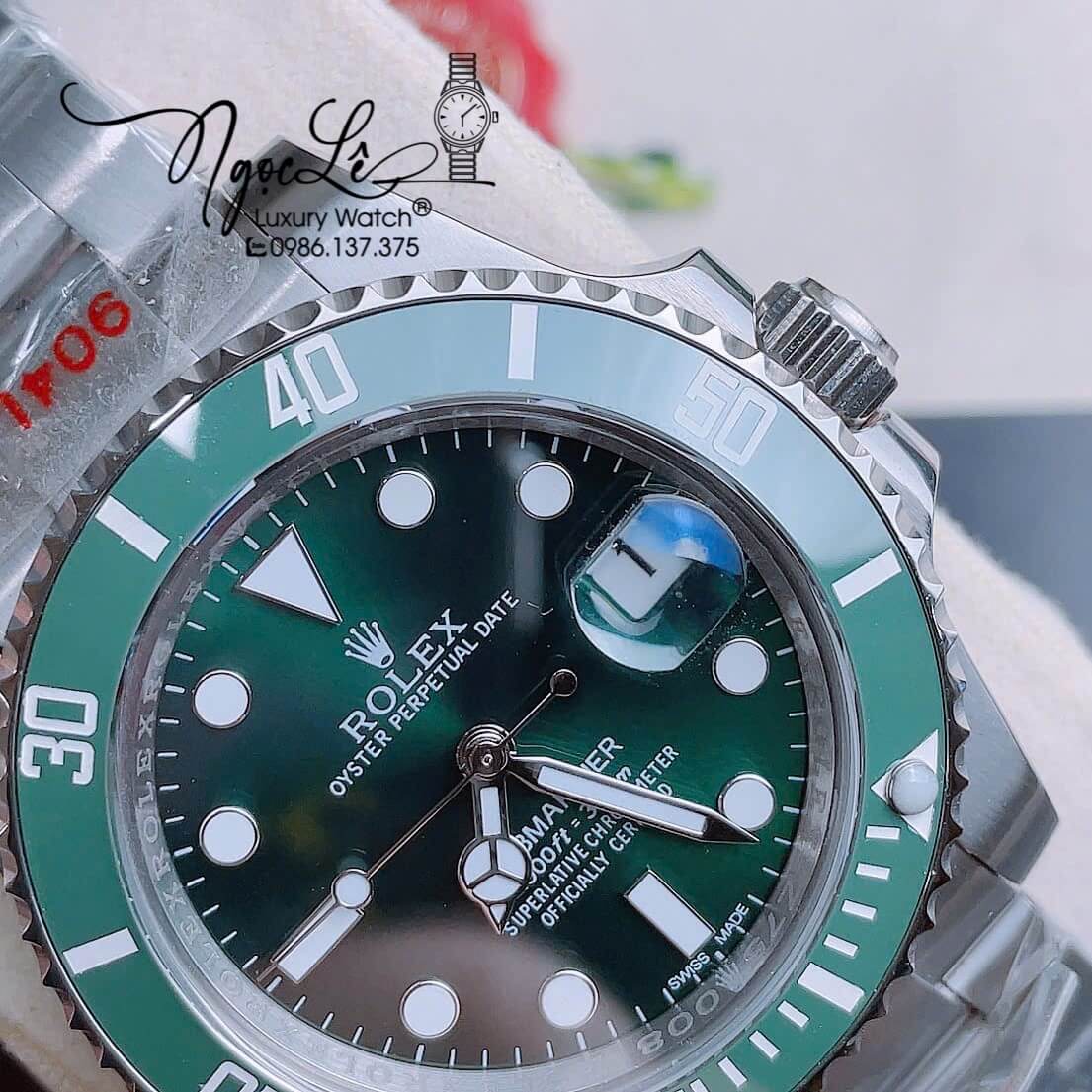 Đồng Hồ Nam Rolex Submariner Automatic Dây Kim Loại Silver Mặt Xanh Size 40mm