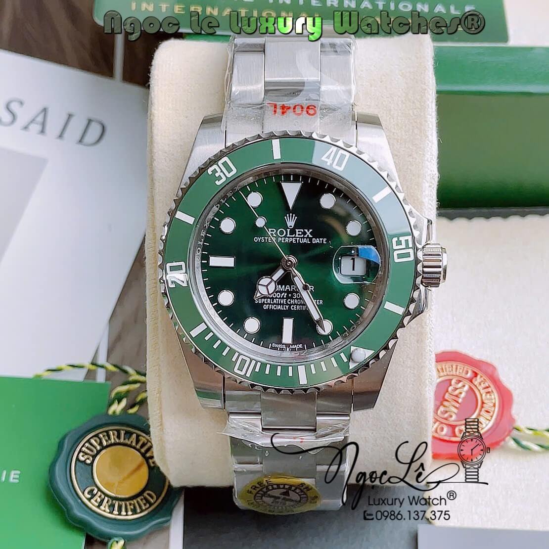 Đồng Hồ Nam Rolex Submariner Automatic Dây Kim Loại Silver Mặt Xanh Size 40mm