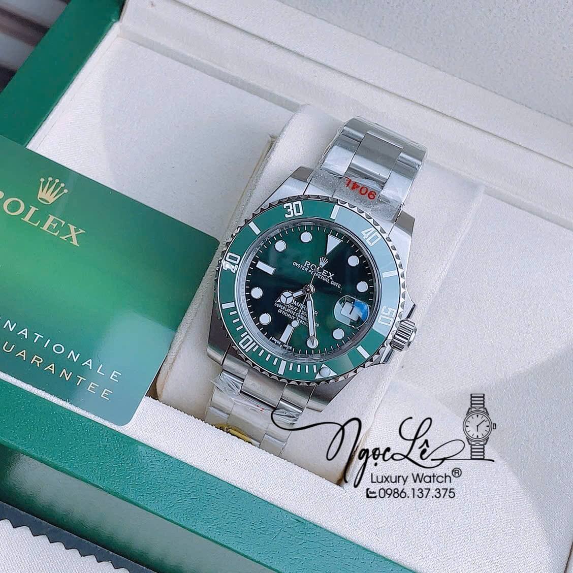 Đồng Hồ Nam Rolex Submariner Automatic Dây Kim Loại Silver Mặt Xanh Size 40mm
