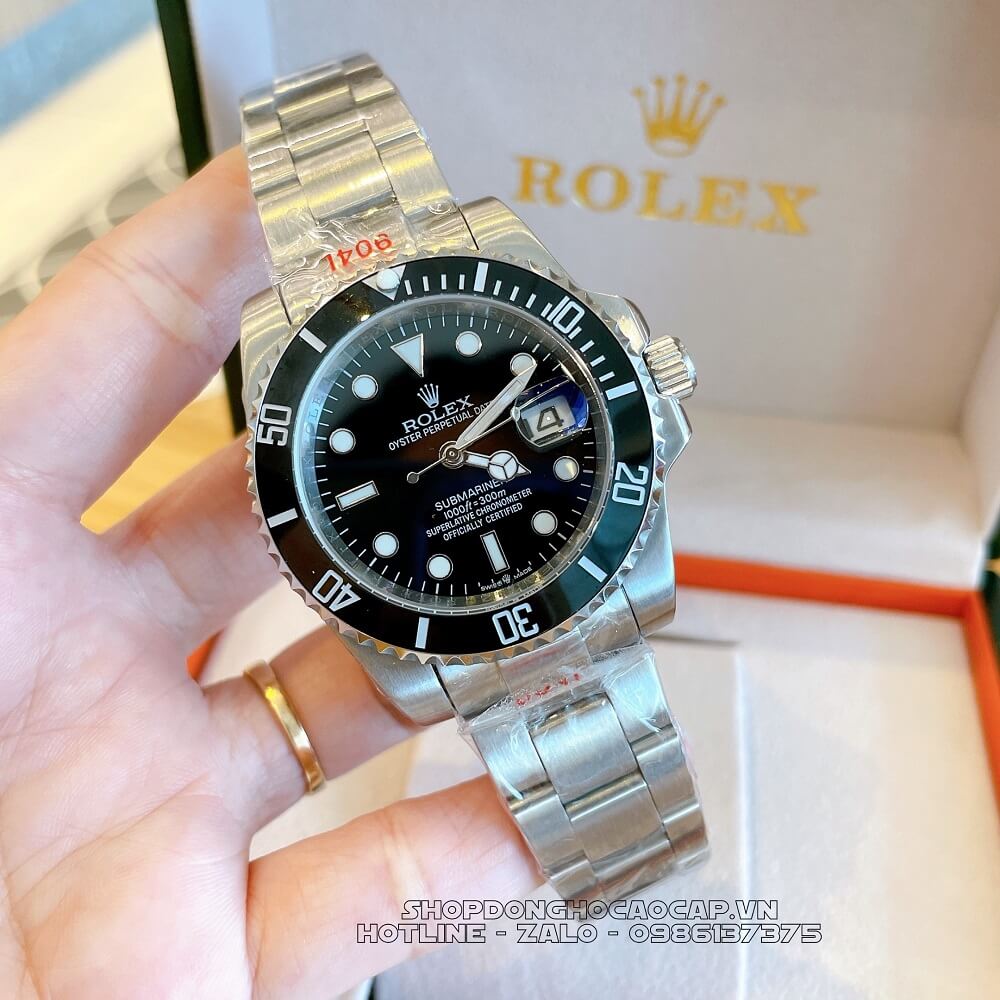 Đồng Hồ Rolex Submariner Tự Động Nam Mặt Đen Silver 41mm