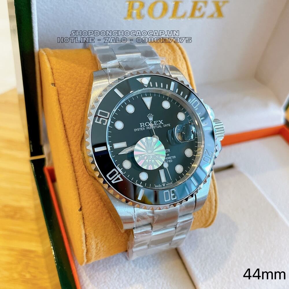 Đồng Hồ Rolex Submariner Tự Động Nam Mặt Đen Silver 44mm