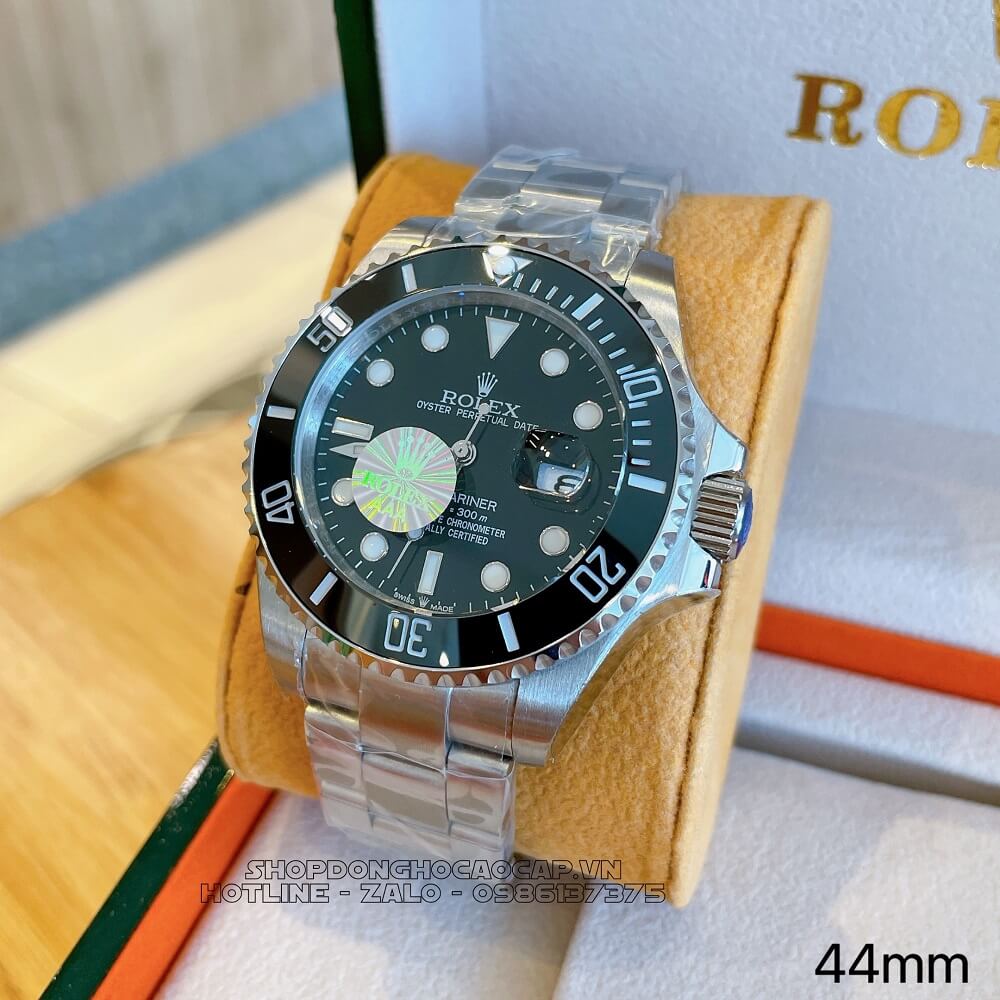 Đồng Hồ Rolex Submariner Tự Động Nam Mặt Đen Silver 44mm