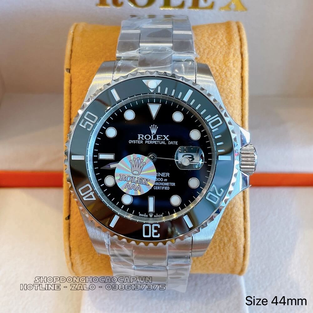 Đồng Hồ Rolex Submariner Tự Động Nam Mặt Đen Silver 44mm