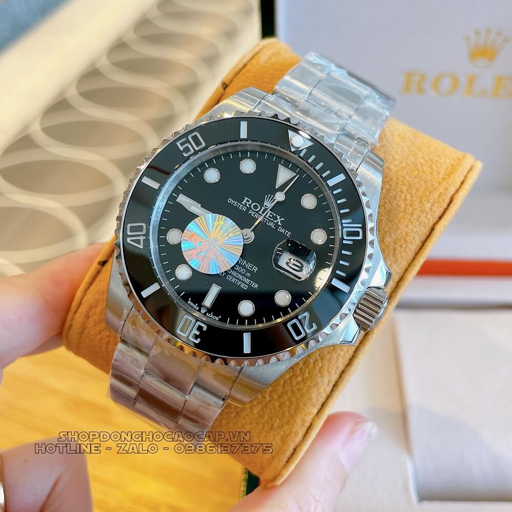 Đồng Hồ Rolex Submariner Tự Động Nam Mặt Đen Silver 44mm