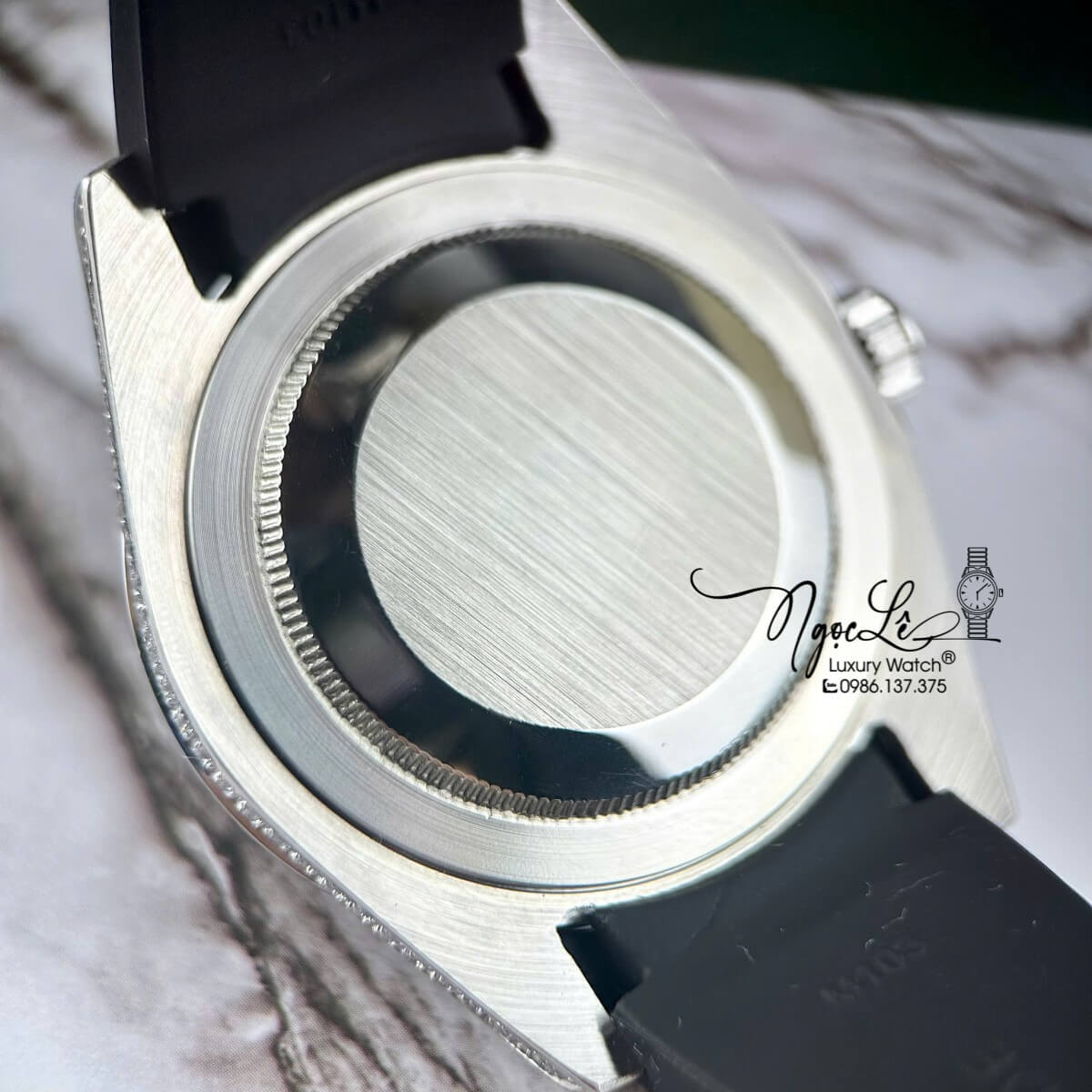 Đồng Hồ Rolex Submariner Automatic Nam Dây Cao Su Đen Đính Đá Vỏ Silver Size 41mm