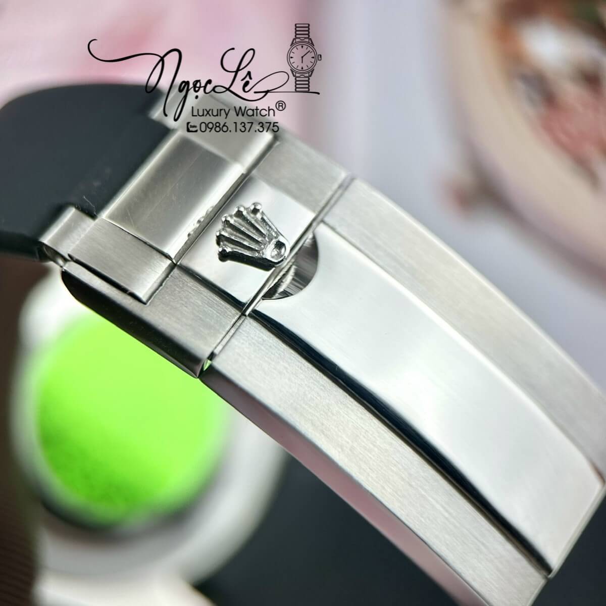 Đồng Hồ Rolex Submariner Automatic Nam Dây Cao Su Đen Đính Đá Vỏ Silver Size 41mm