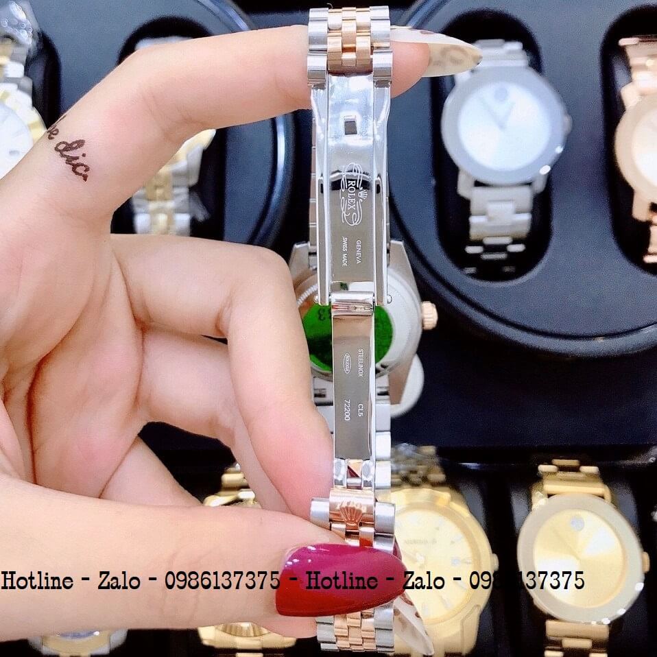 Đồng Hồ Rolex Nữ Demi Hồng Mặt Xanh Lá Máy Pin 36mm