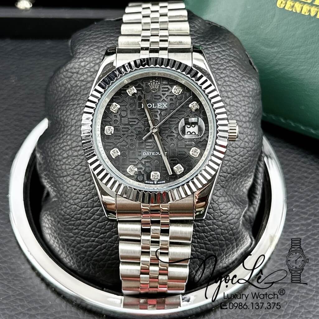Đồng Hồ Rolex Datejust Tự Động Nam Bạc Mặt Đen Vi Tính 41mm