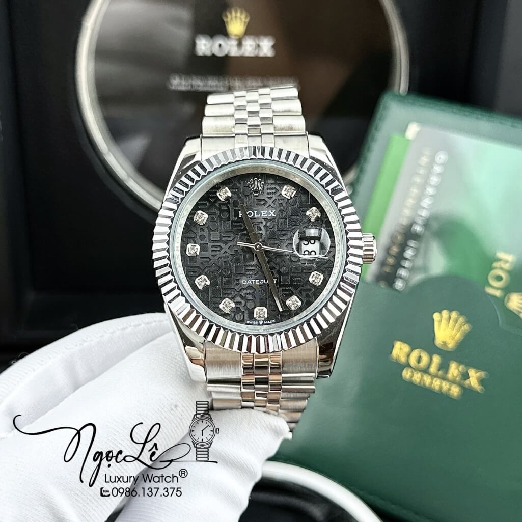 Đồng Hồ Rolex Datejust Tự Động Nam Bạc Mặt Đen Vi Tính 41mm