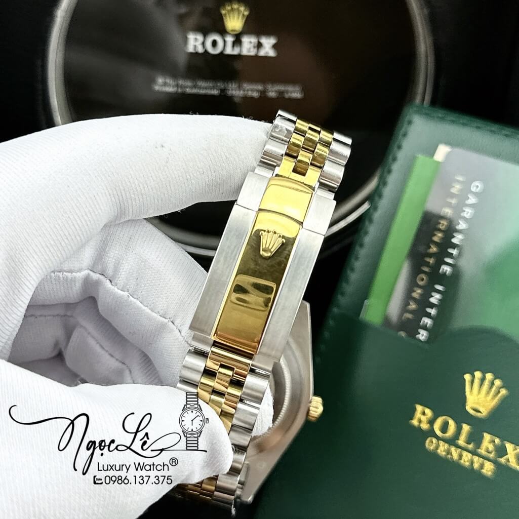 Đồng Hồ Rolex Datejust Tự Động Nam Demi Vàng Mặt Xám Phản Quang 41mm