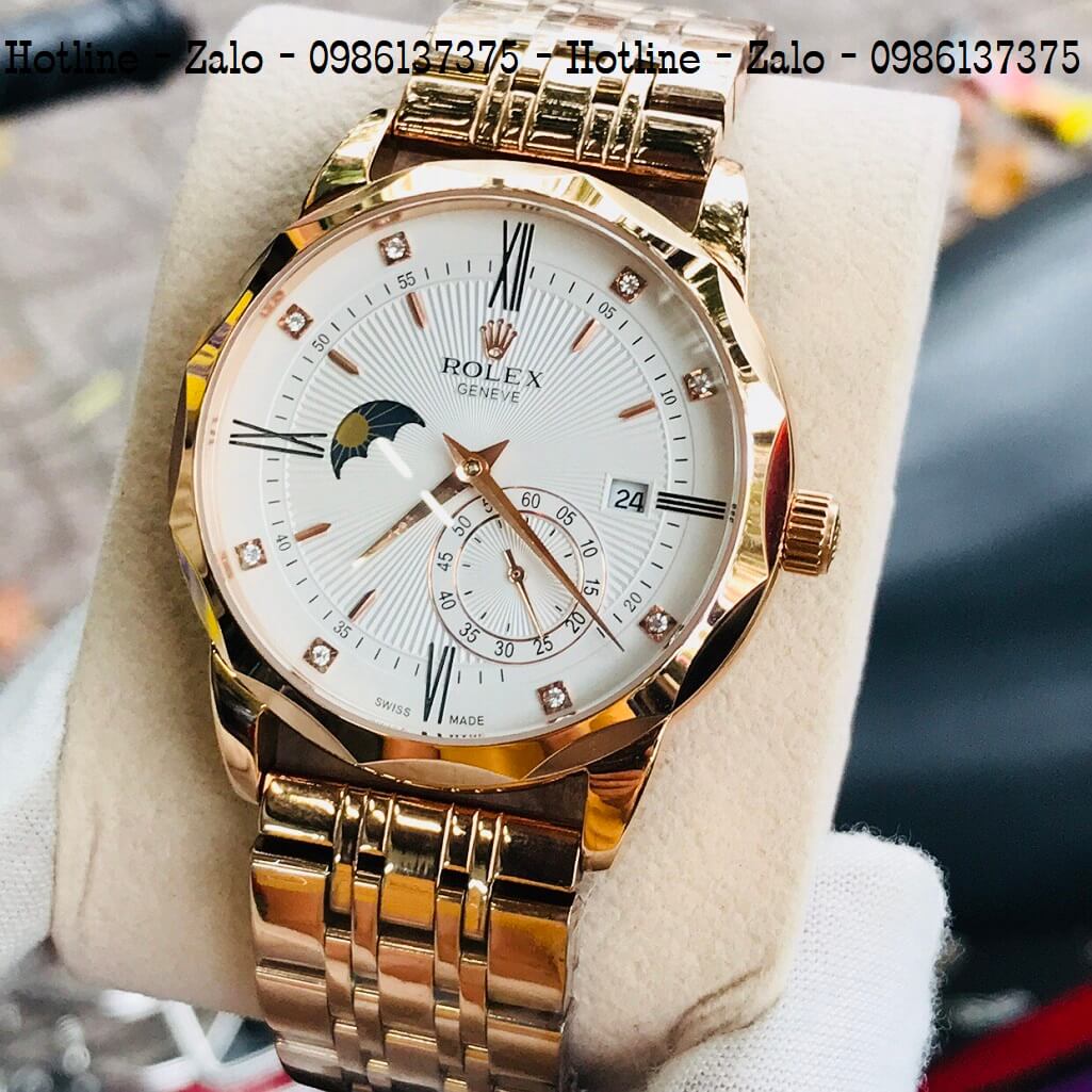 Đồng Hồ Rolex Tự Động Nam Vàng Hồng Lộ Máy Sau 41mm