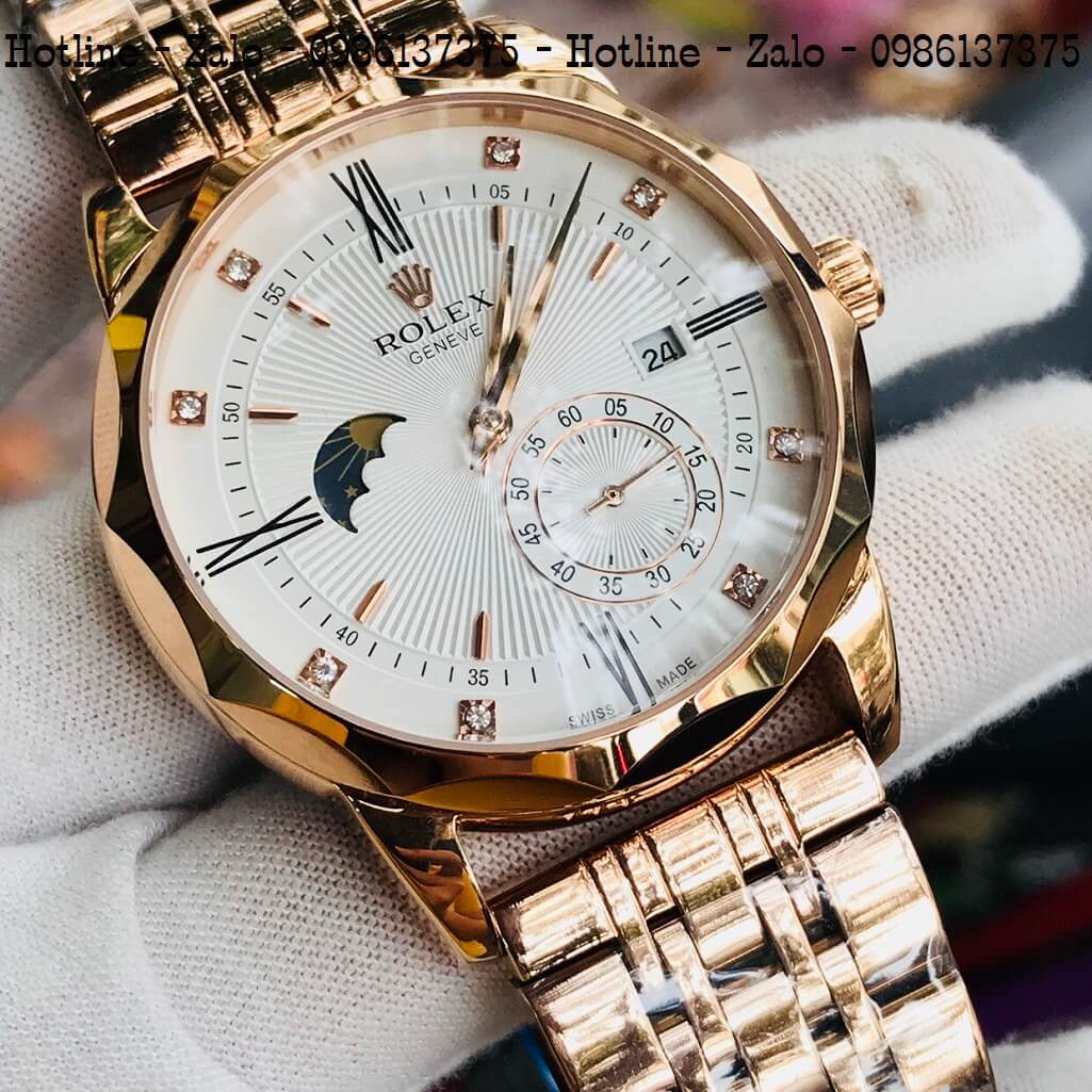 Đồng Hồ Rolex Tự Động Nam Vàng Hồng Lộ Máy Sau 41mm