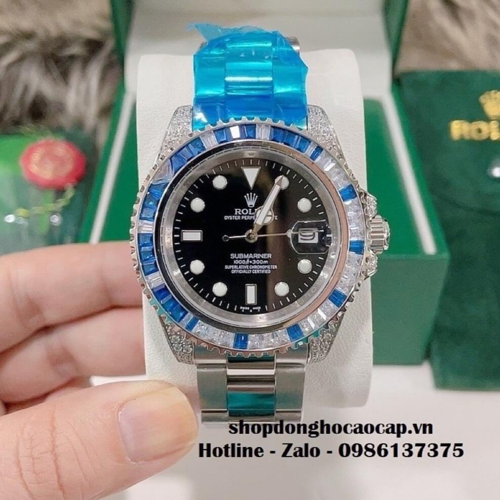 Đồng Hồ Rolex Submariner Date Nam Tự Động Mặt Đen Đính Đá 41mm