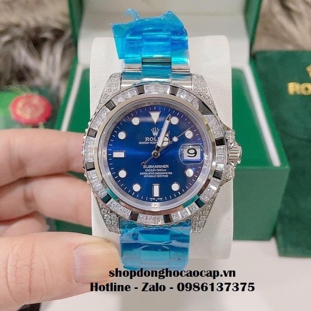 Đồng Hồ Rolex Submariner Date Nam Tự Động Mặt Xanh Đính Đá 41mm