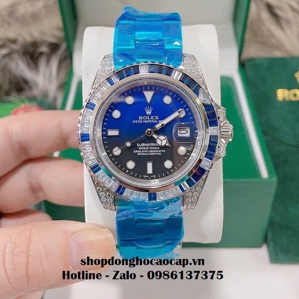 Đồng Hồ Rolex Submariner Date Nam Tự Động Mặt Xanh Đính Đá Xanh 41mm