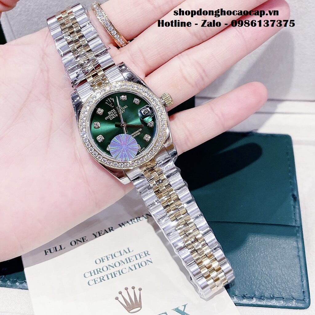 Đồng Hồ Cặp Rolex Datejust Automatic Nam Nữ 41mm - 32mm - Demi Mặt Xanh