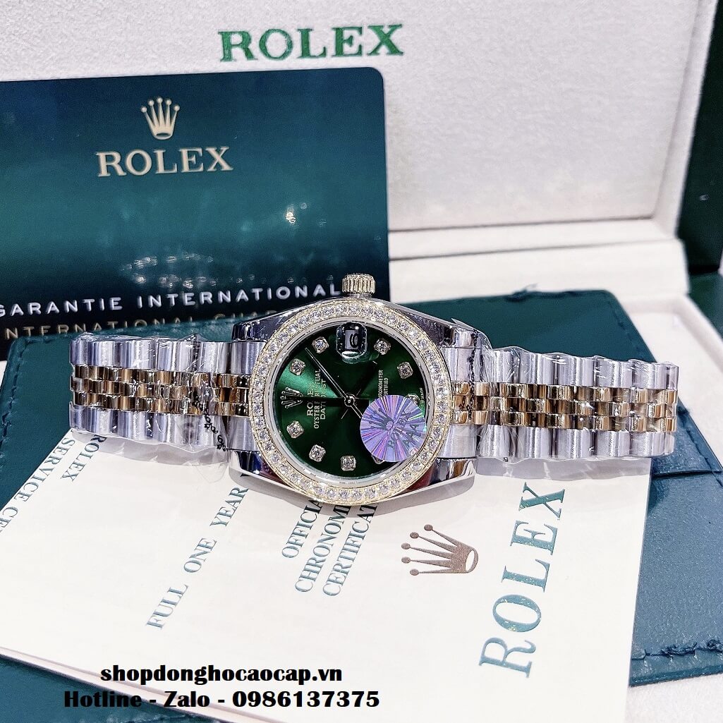 Đồng Hồ Cặp Rolex Datejust Automatic Nam Nữ 41mm - 32mm - Demi Mặt Xanh