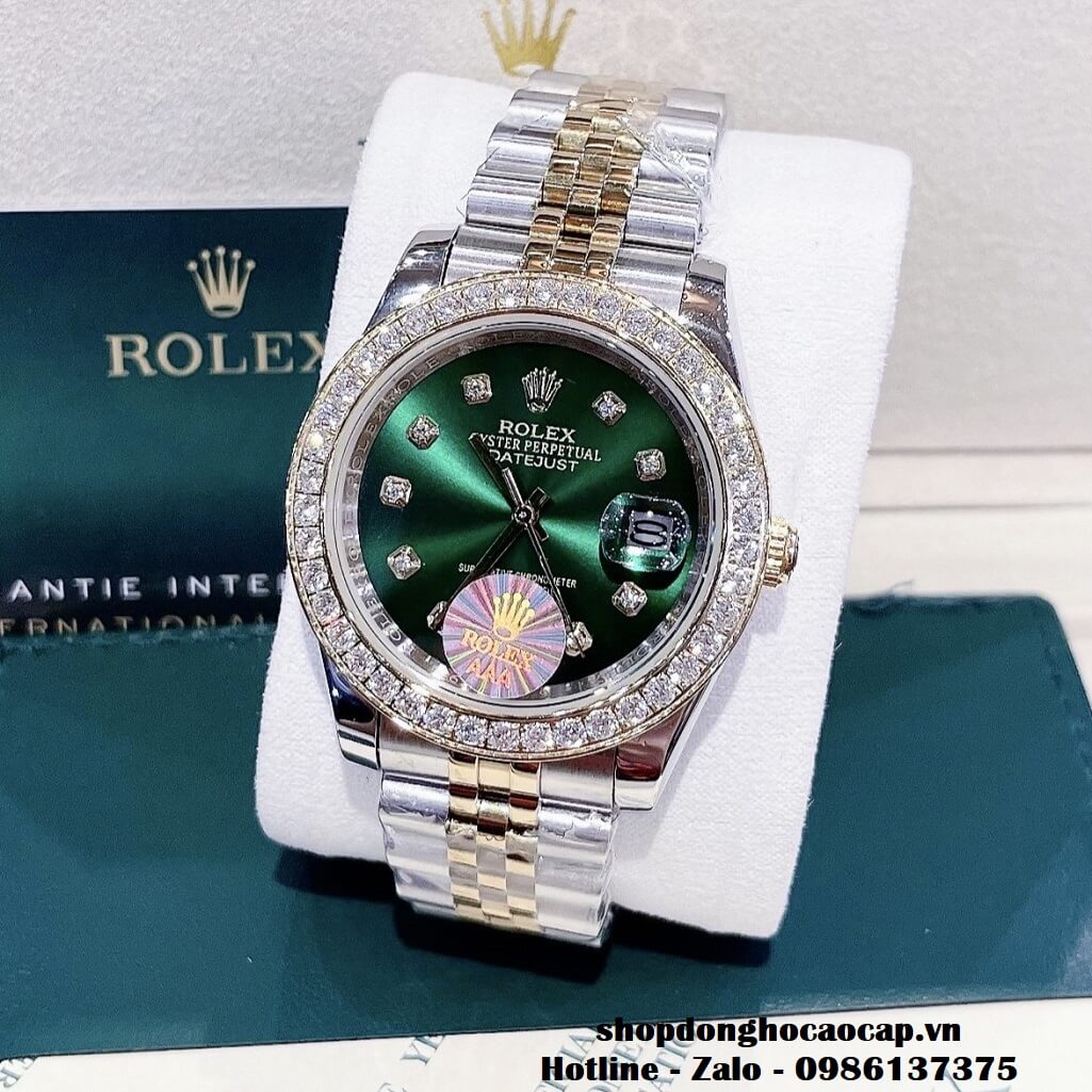 Đồng Hồ Cặp Rolex Datejust Automatic Nam Nữ 41mm - 32mm - Demi Mặt Xanh