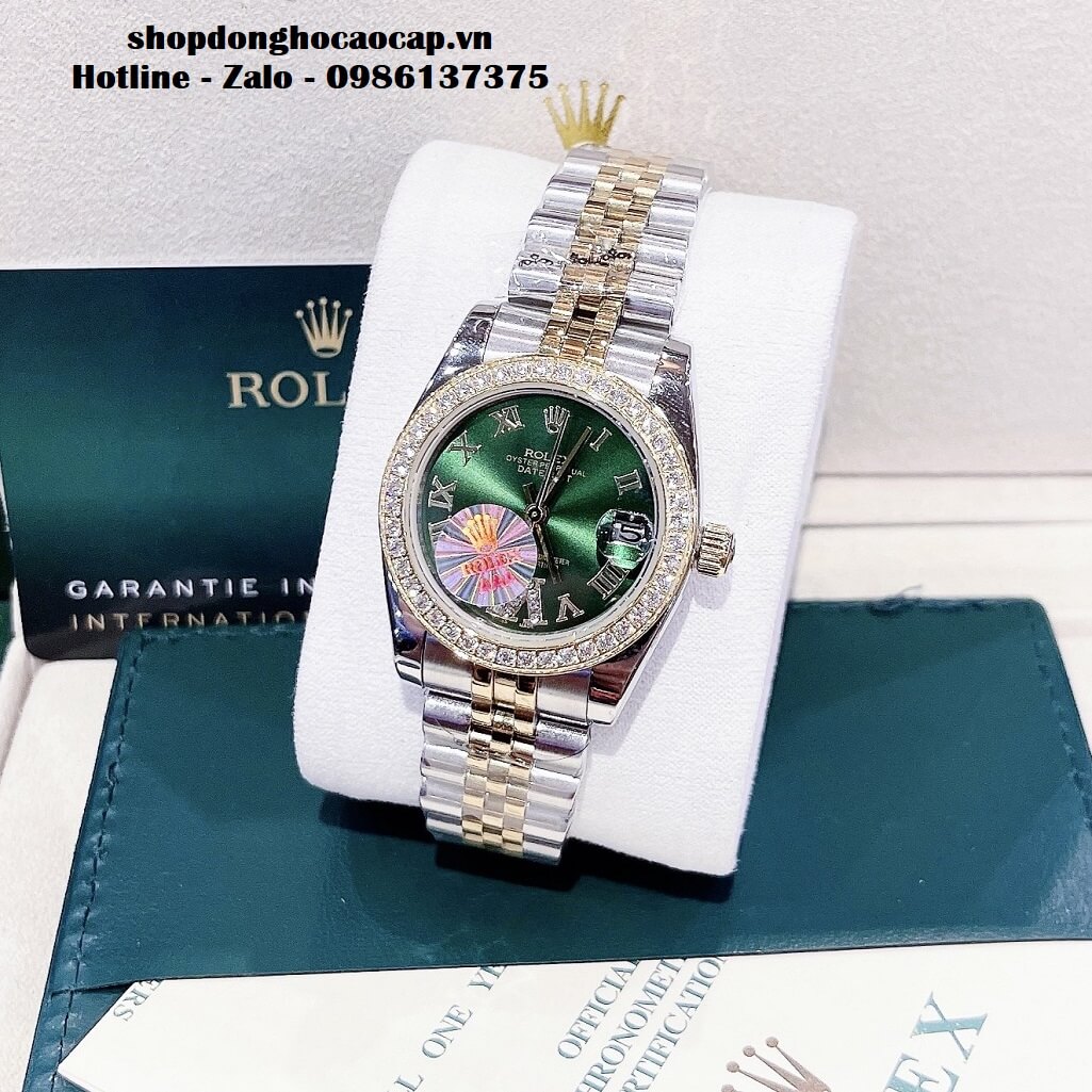 Đồng Hồ Cặp Rolex Datejust Automatic Nam Nữ 41mm - 32mm - Demi Mặt Xanh