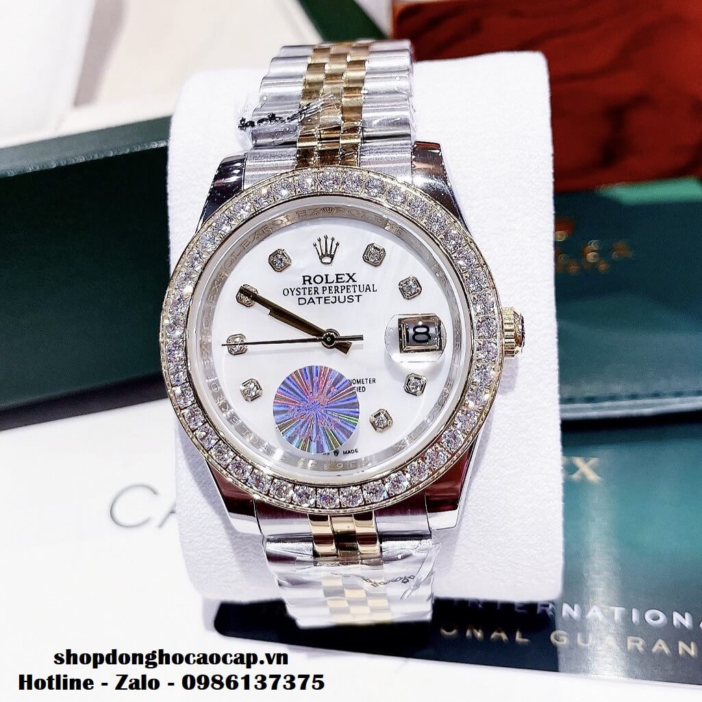 Đồng Hồ Rolex Datejust Automatic Nam 41mm Demi Mặt Trắng