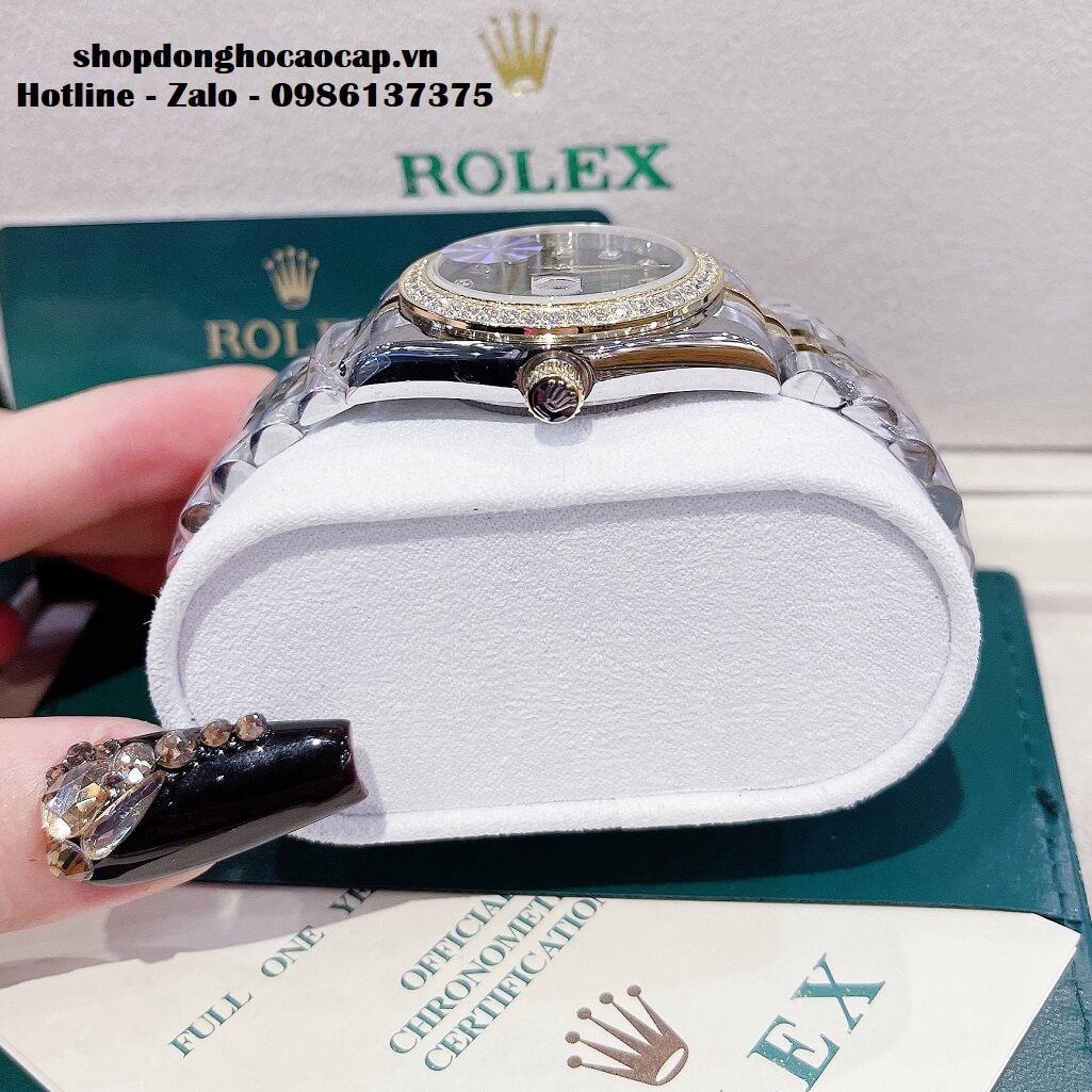 Đồng Hồ Cặp Rolex Datejust Automatic Nam Nữ 41mm - 32mm - Demi Mặt Xanh