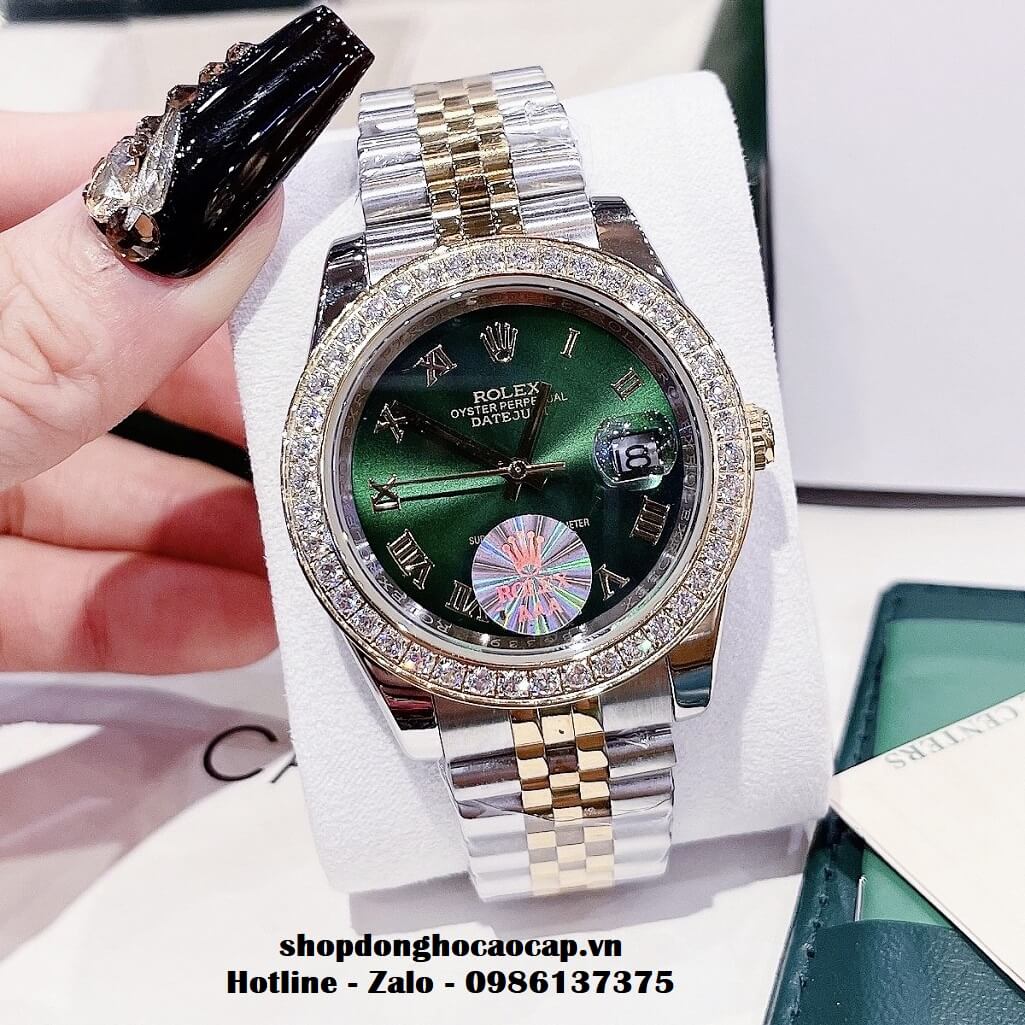 Đồng Hồ Cặp Rolex Datejust Automatic Nam Nữ 41mm - 32mm - Demi Mặt Xanh