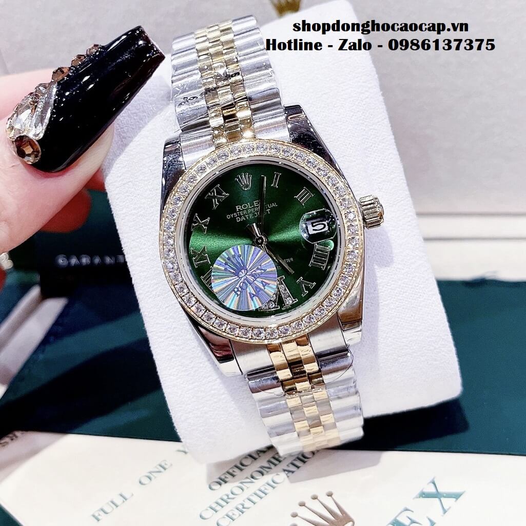 Đồng Hồ Cặp Rolex Datejust Automatic Nam Nữ 41mm - 32mm - Demi Mặt Xanh