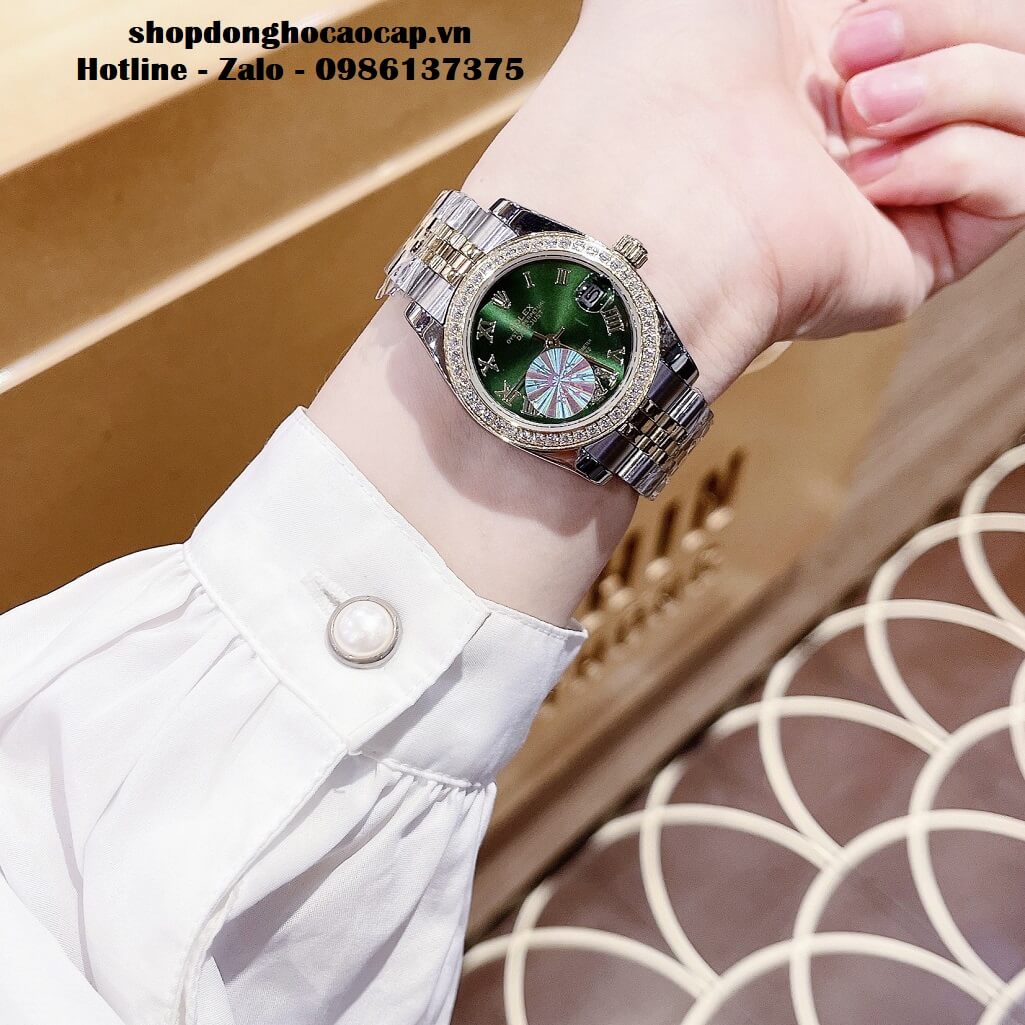 Đồng Hồ Cặp Rolex Datejust Automatic Nam Nữ 41mm - 32mm - Demi Mặt Xanh